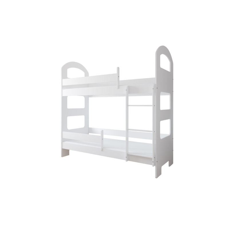 Peterkin Bunk Bed with Built-in Ladder Included, 80 x 180 cm, Without Drawer, White