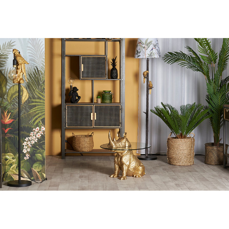 Carnie Glass Top Figurine End Table