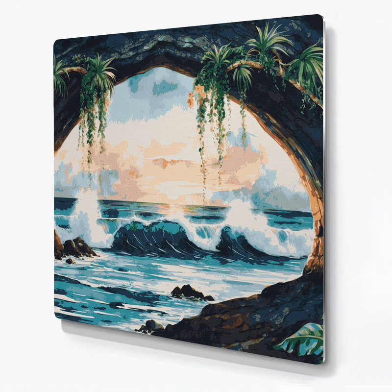 Art mural hawaïen avec arches naturelles grises, H 8 po x l 8 po