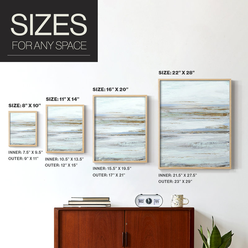 Muted Misty Marsh II Framed Print - Solid Wood, Natural, 11" H x 9" W