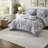 -Piece King Bedding Sets, Blue Chenille Jacquard Polyester Comforter Set
