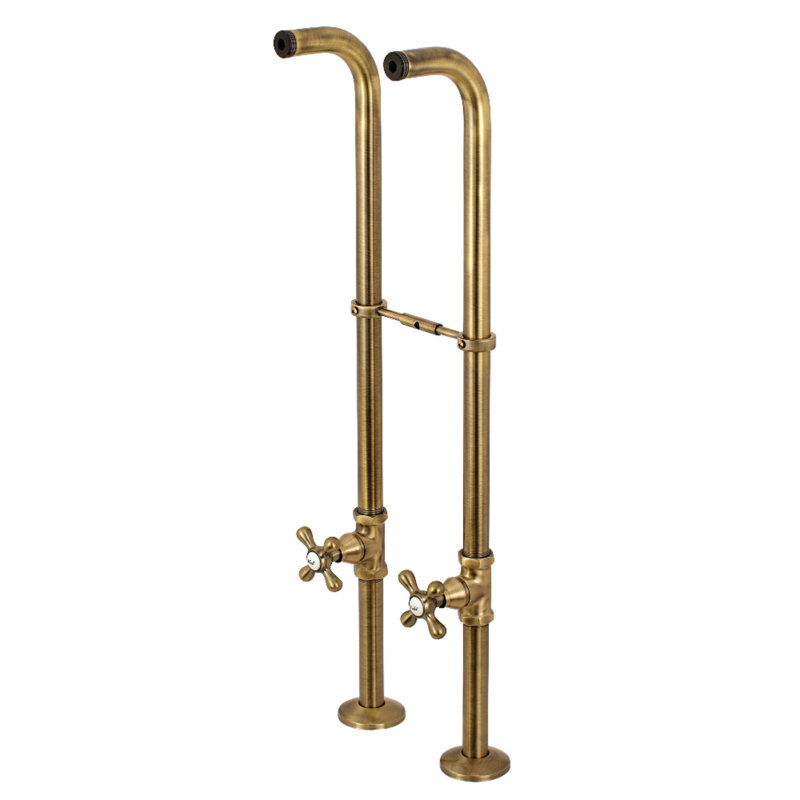 Kingston Brass Kingston Freestanding Supply Line with Stop Valve and Handle, Vintage Brass