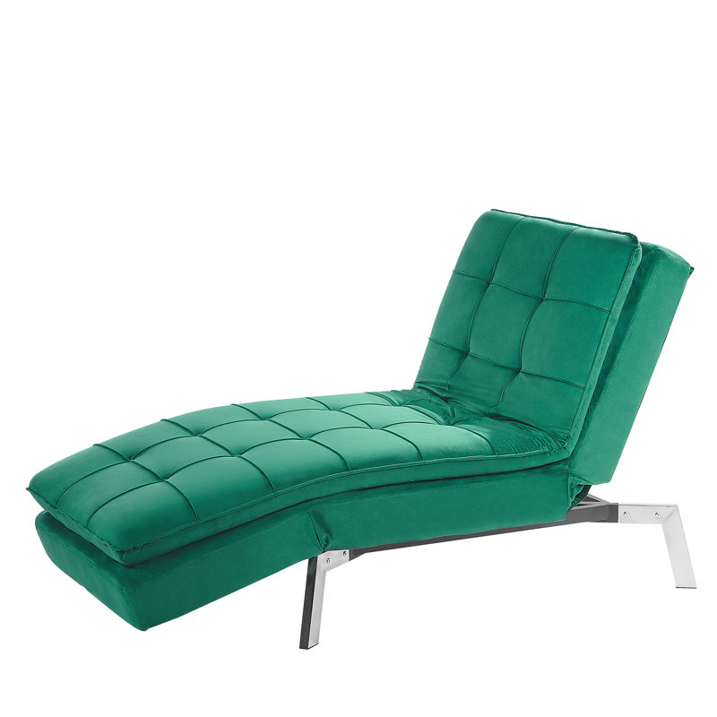 Eirenne Velvet Chaise Lounge, Green 