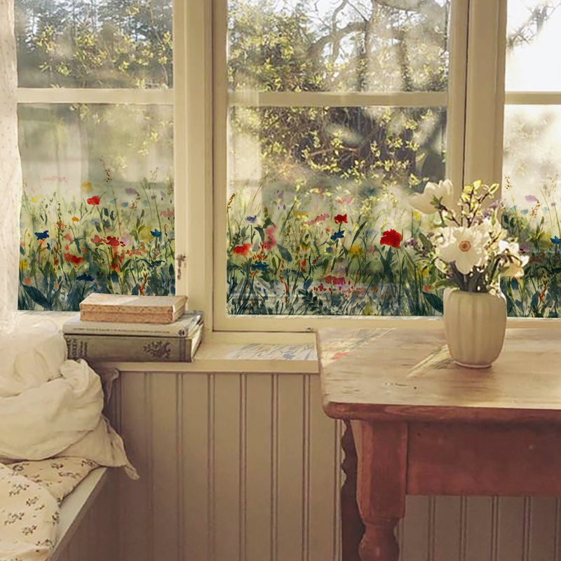 Plants & Flowers Static Cling  Window Decal, Green