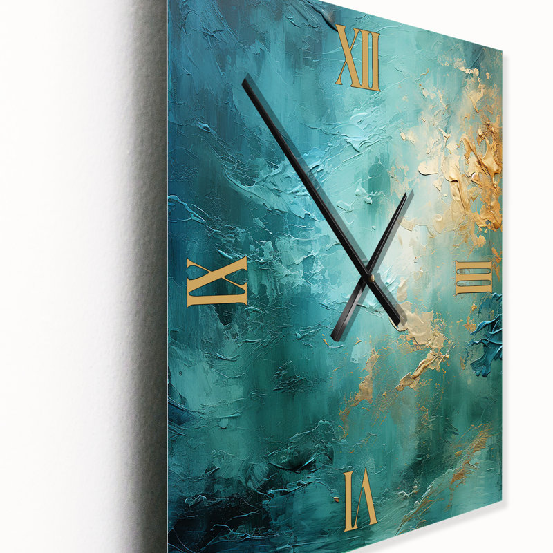 Horloge murale Teal Oasis III - Paysages, Médium