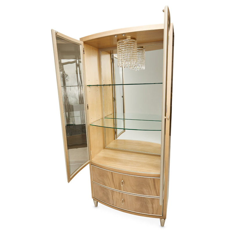 Villa Cherie Display Cabinet with LED Lighting, Caramel