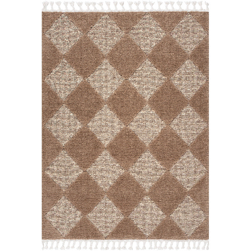 Tapis à losanges haut / bas Marissa, Beige, Rectangle 6'7" x 9'