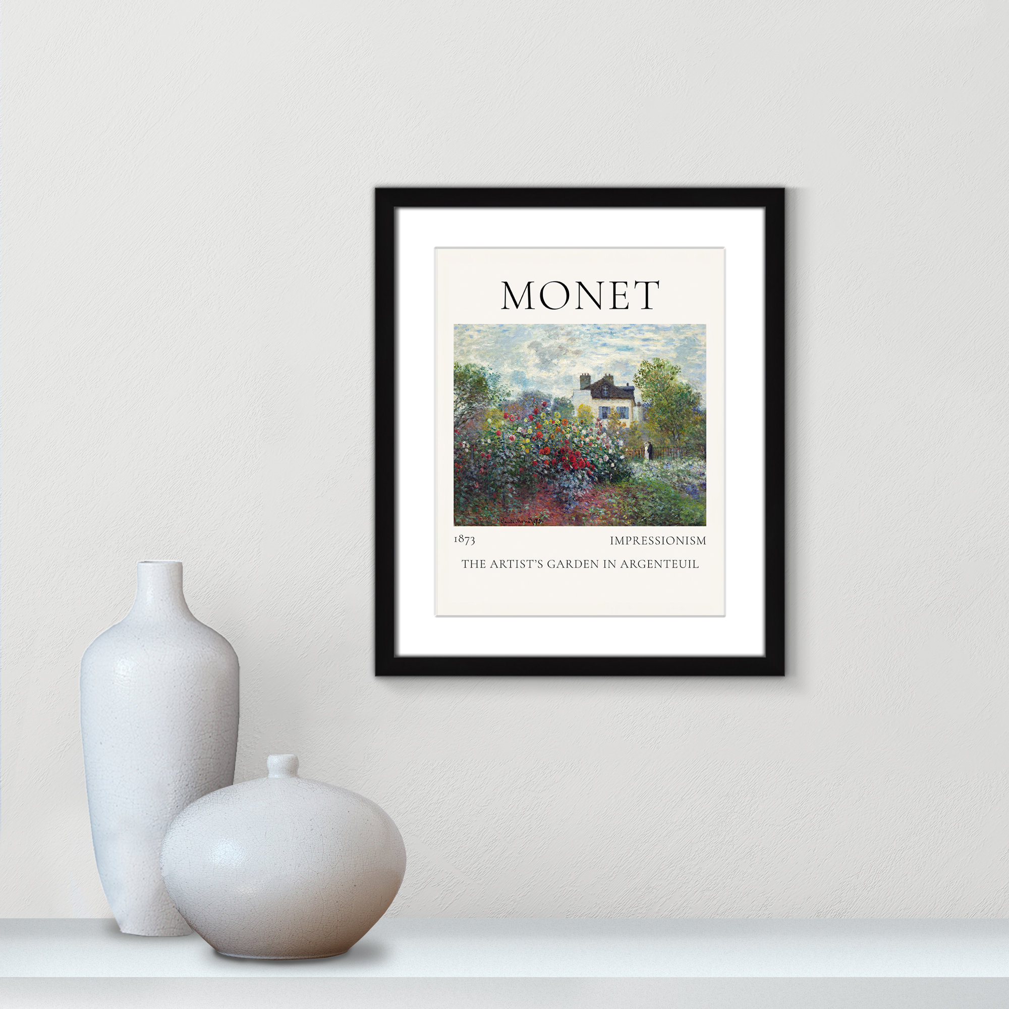 Artists Garden in Argenteuil Print by Claude Monet, Black Single Picture Frame, Yes, 19" H x 16" W x 1.25" D