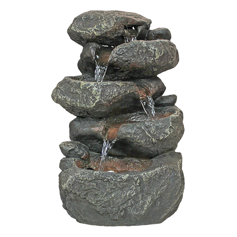 Handcrafted Outdoor Weather Resistant Floor Fountain with Lights