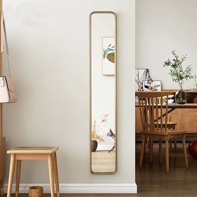 Miroir pleine longueur 47 po x 8 po avec cadre en métal doré antique, miroir long
