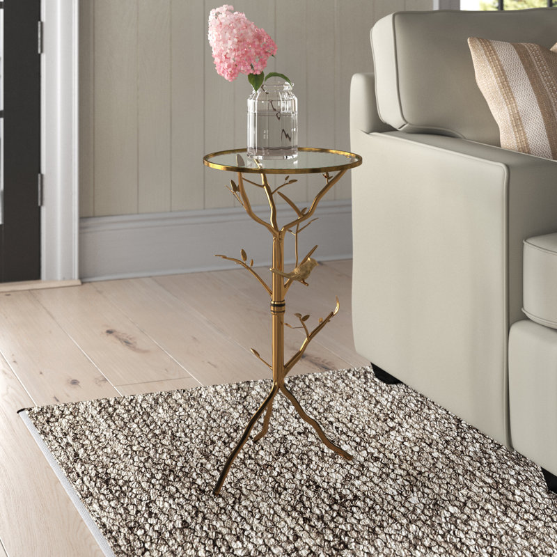 Strohm Mirrored Glass Top End Table