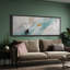 Aqua turquoise, décoration murale abstraite - grande impression sur toile encadrée pour chambre principale-1909934775-1909933385