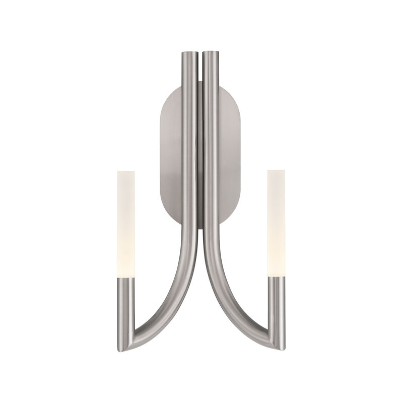 Olette, Wall Sconce, 2-Light, 17", Frosted Acrylic, Brushed Nickel