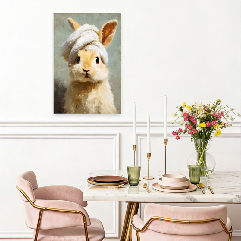 «Bathroom Bunny», art mural abstrait romantique moderne, H 24 po x l 16 po
