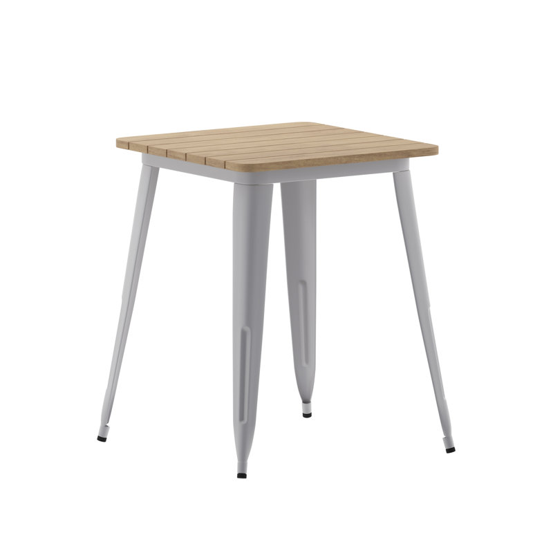 Harewood Square Commercial Indoor/Outdoor Poly Resin Restaurant Table with Steel Frame, 23.5" W x 23.5" L