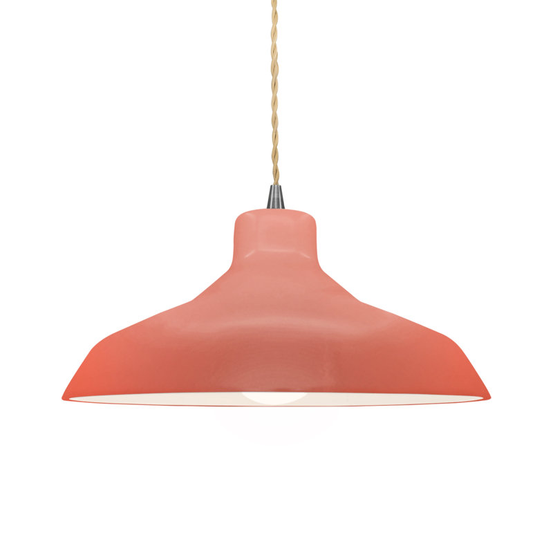 Luminaire suspendu grange / entrepôt 1 lumière Aschwin, Nickel brossé, H 6,25 po x l 13,5 po x P 13,5 po