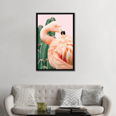 «Flamingo and Cactus», impression sur toile