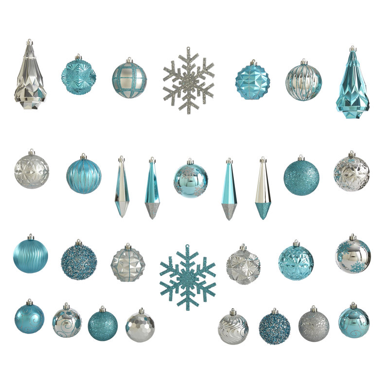 Ensemble de 52 ornements d'arbre de Noël 52 pièces, Bleu