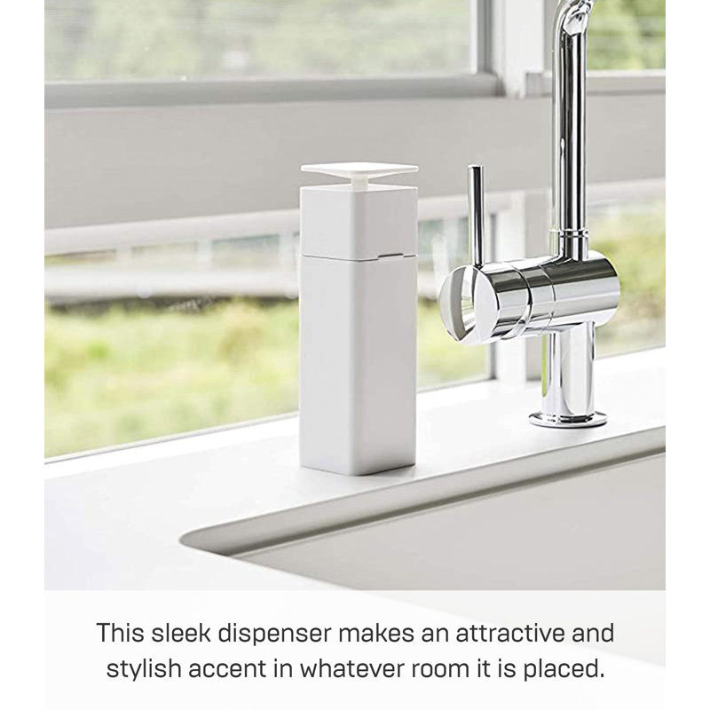 White Plastic One-Handed Push Soap Dispenser, 8.5 oz