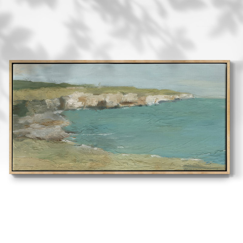 Sun Drenched Cliff II - Toile tendue avec châssis tendue, prête à accrocher, H 21 po x l 41 po, Naturel