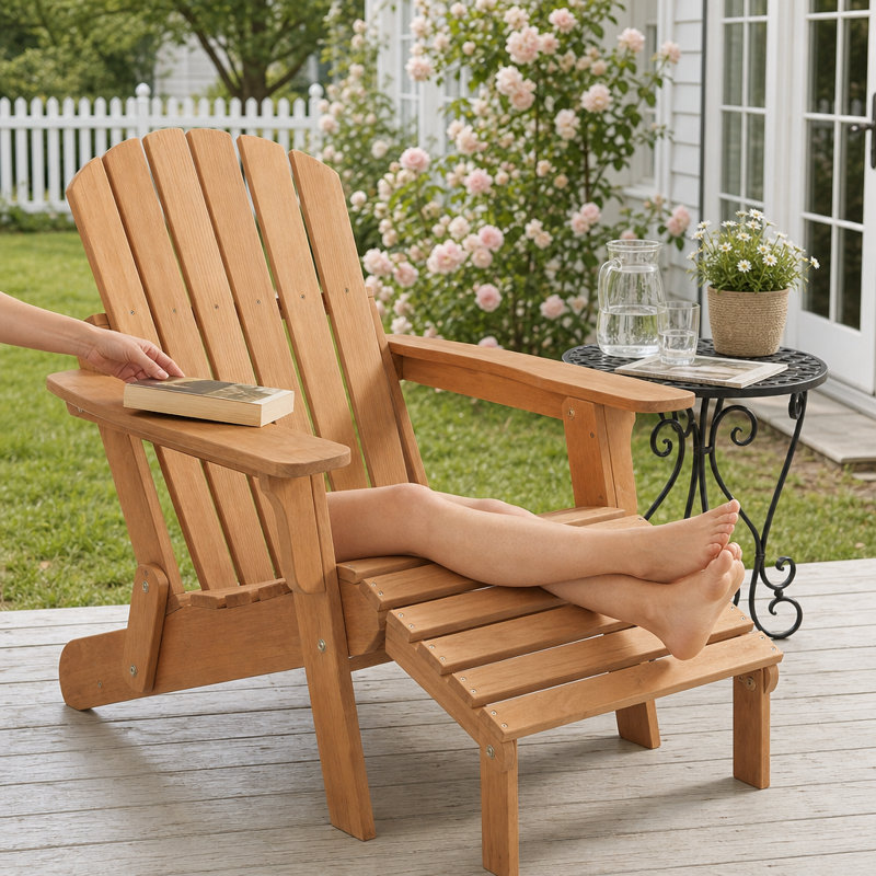 Chaise Adirondack pliante en bois de cèdre naturel et bois massif pour terrasse