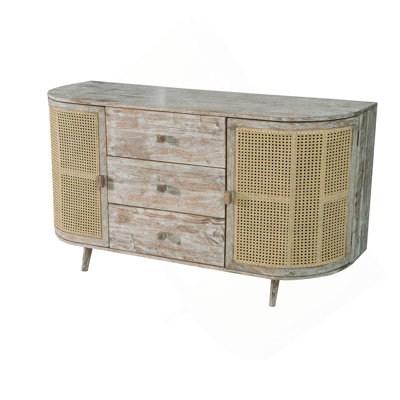 House On Tree 57x16x33" Tv Console With Cane Doors