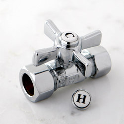 Kingston Brass Millennium 5/8-Inch OD Comp x 1/2-Inch OD Comp Quarter-Turn Straight Stop Valve, Polished Chrome
