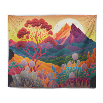 Colorful Flowers During Golden Hour III Polyester Tapestry