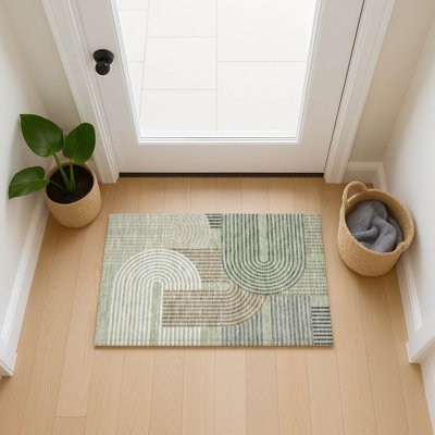 Tapis mid-century moderne lavable à la machine intérieur / extérieur Chantille ACN2549
