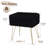 Smelser Modern Striped Faux Fur Vanity Stool with Metal Legs, Makeup Ottoman & Footrest for Bedroom-1132620982