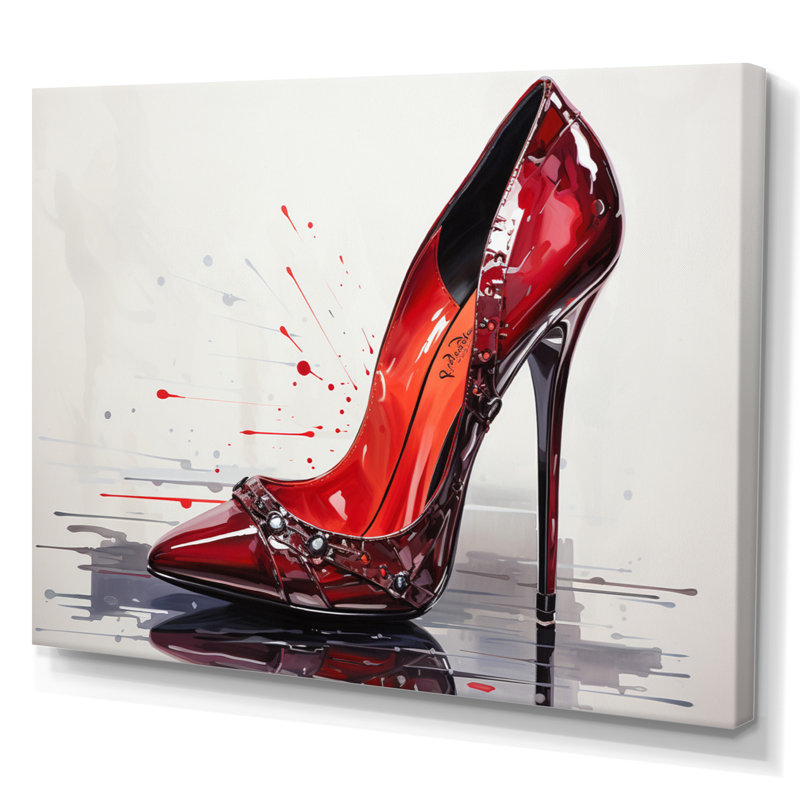 " Black And Red High Heels Symphony VIII " by Designart, 30" H x 40" W, Toile tendue
