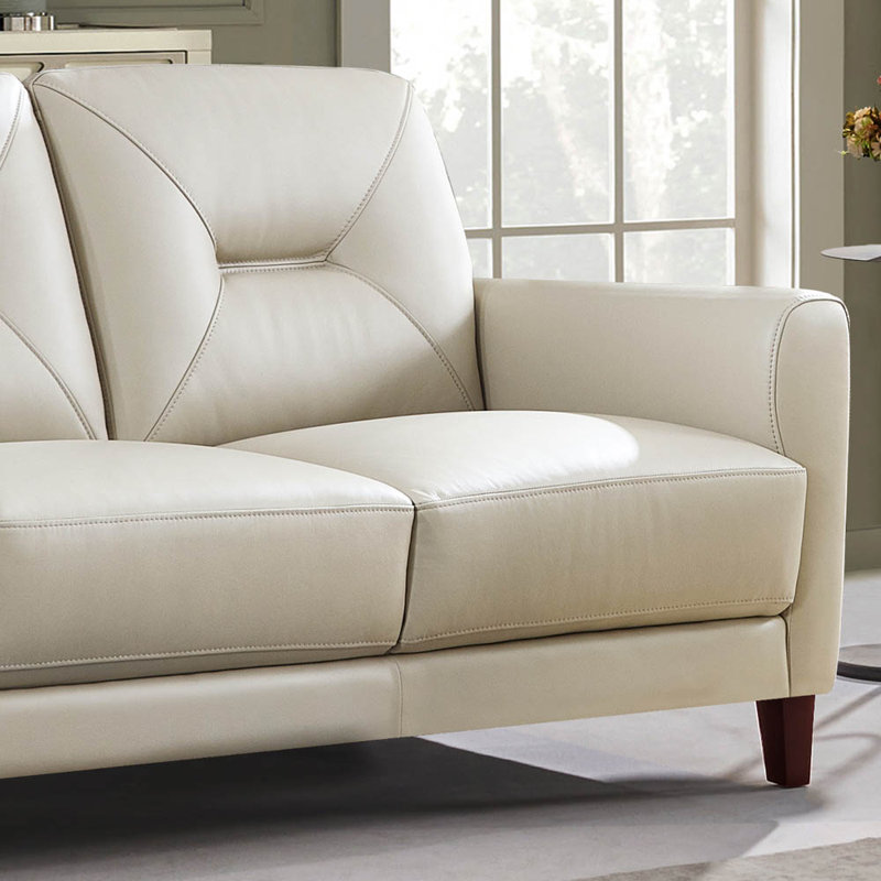 Causeuse en cuir véritable Brycelynn, Beige