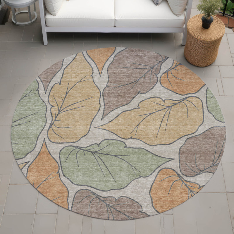 Tapis botanique intérieur / extérieur lavable à la machine Braegger ACN2348, Rond 8 pi