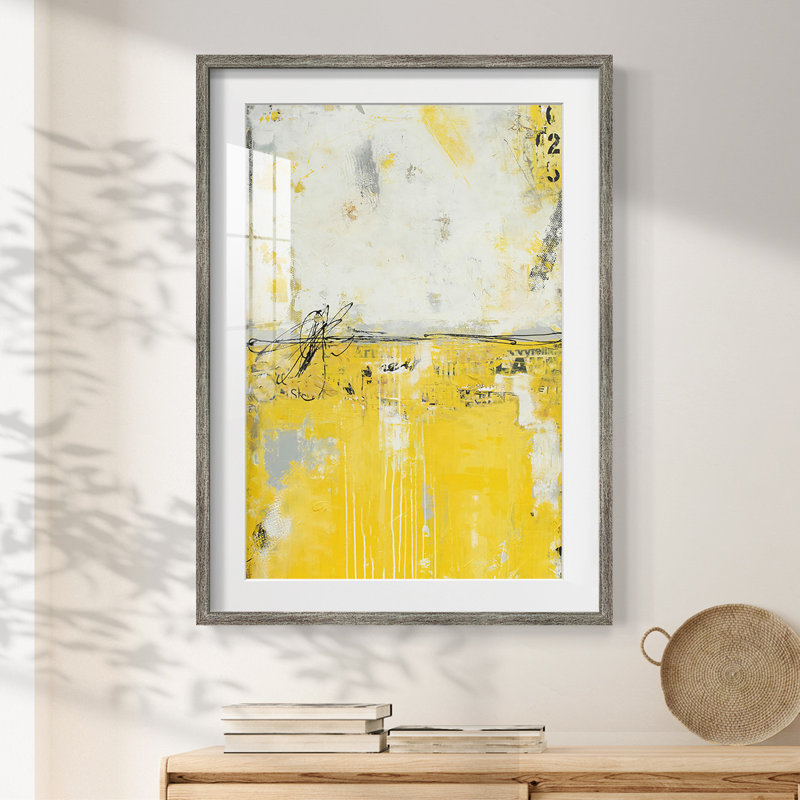 Jaune lié - imprimé encadré, Vieilli, H 25,5 po x l 17,5 po