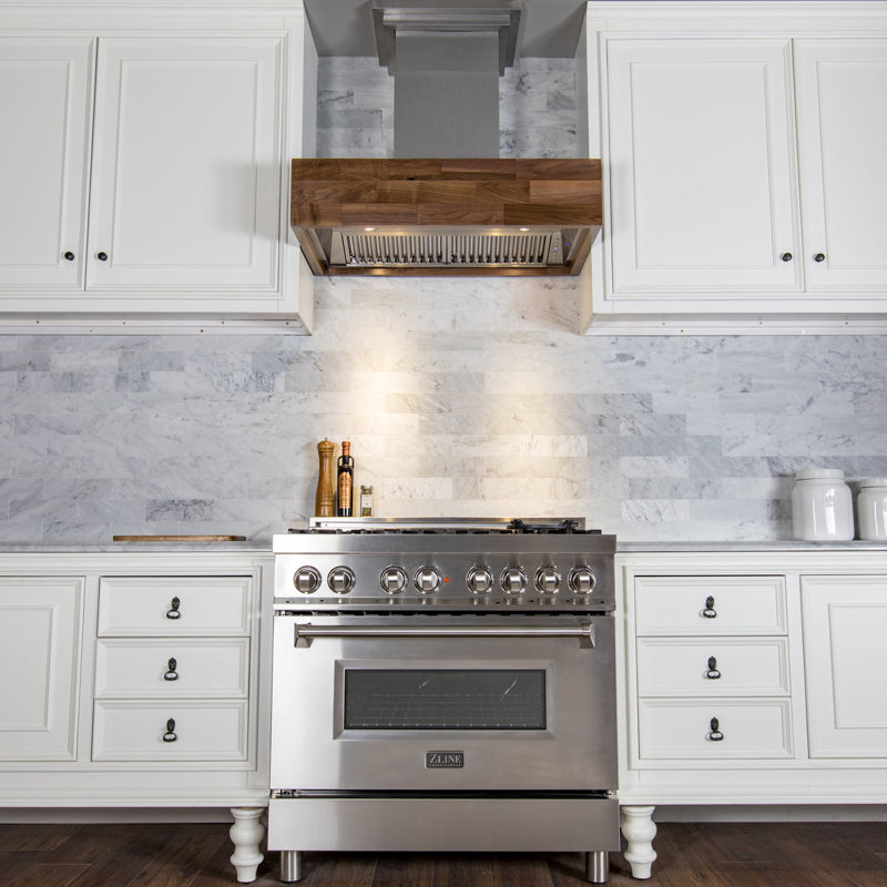 48" ButcherBlock 700 CFM Ducted Wall Mount Range Hood, Walnut, 30" W