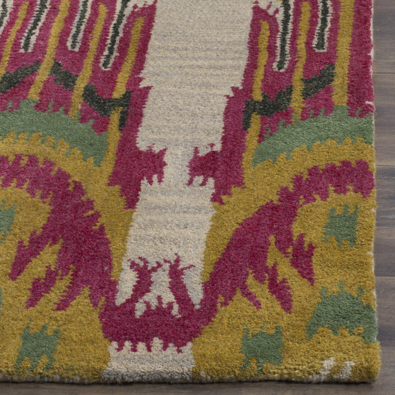 Kline Ikat Hand Tufted Wool Ikat Rug, Rectangle 5' x 8'
