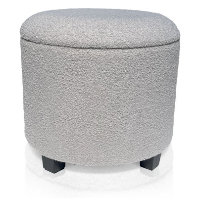 45cm Wide Round Solid Colour Footstool Ottoman with Storage