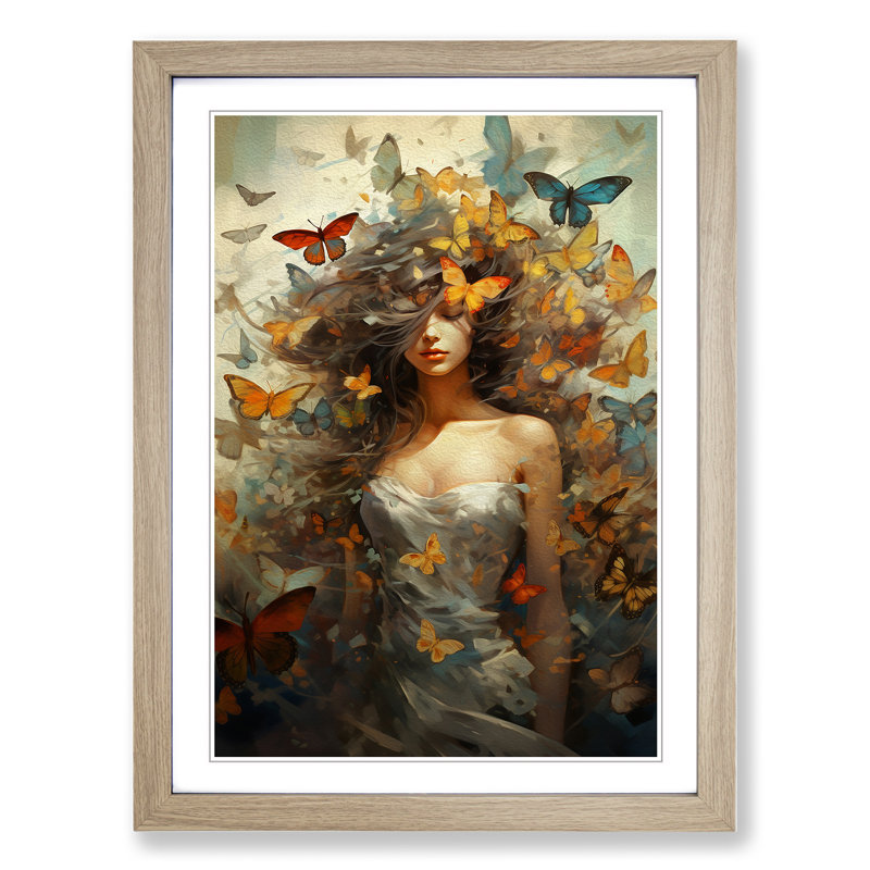 Butterfly Conceptual Art - Framed Print, Oak Framed, 34cm H x 25cm W x 2cm D