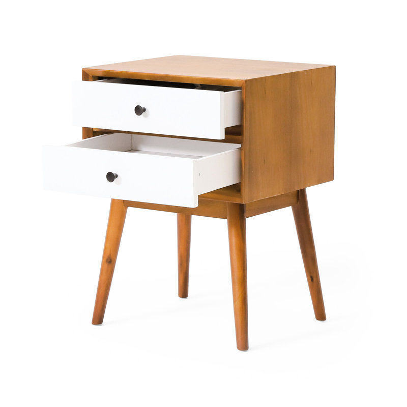 Table de chevet en bois avec structure en contreplaqué - Design Mid-Century 2 teint naturel