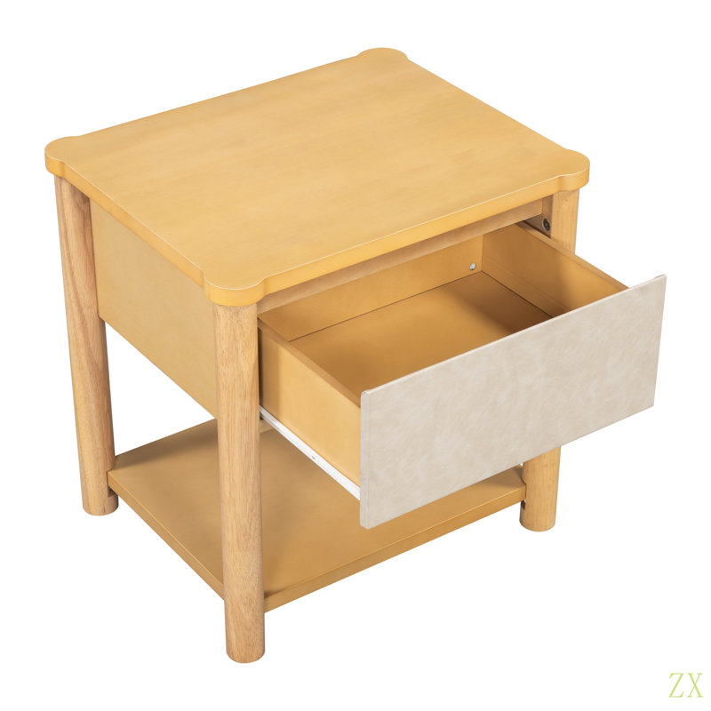 Wood Nightstand,Modern Nightstands With Drawer, Farmhouse Bedside Table For Bedroom Living Room ,MP2(Set Of 2), Natural