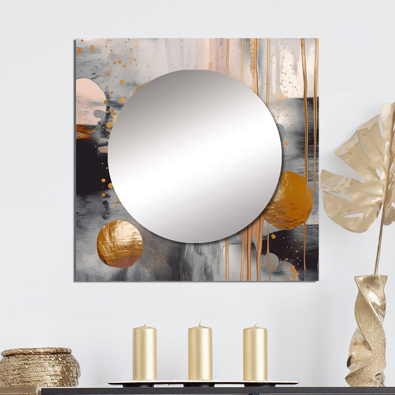 Arondell - Art mural miroir carré abstrait en marbre pour salle de bain, 36 po x 36 po
