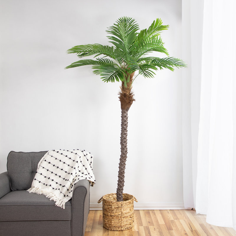 7.25' Green and Brown Potted Artificial Phoenix Palm Tree