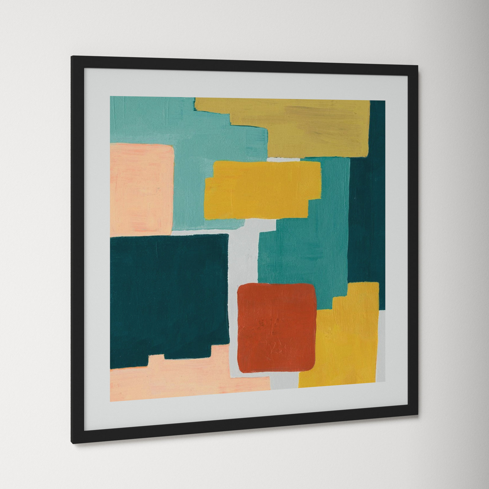 Block Abstract II by Grace Popp, 33.38" H x 33.38" W x 0.88" D, Noir Black Framed Paper