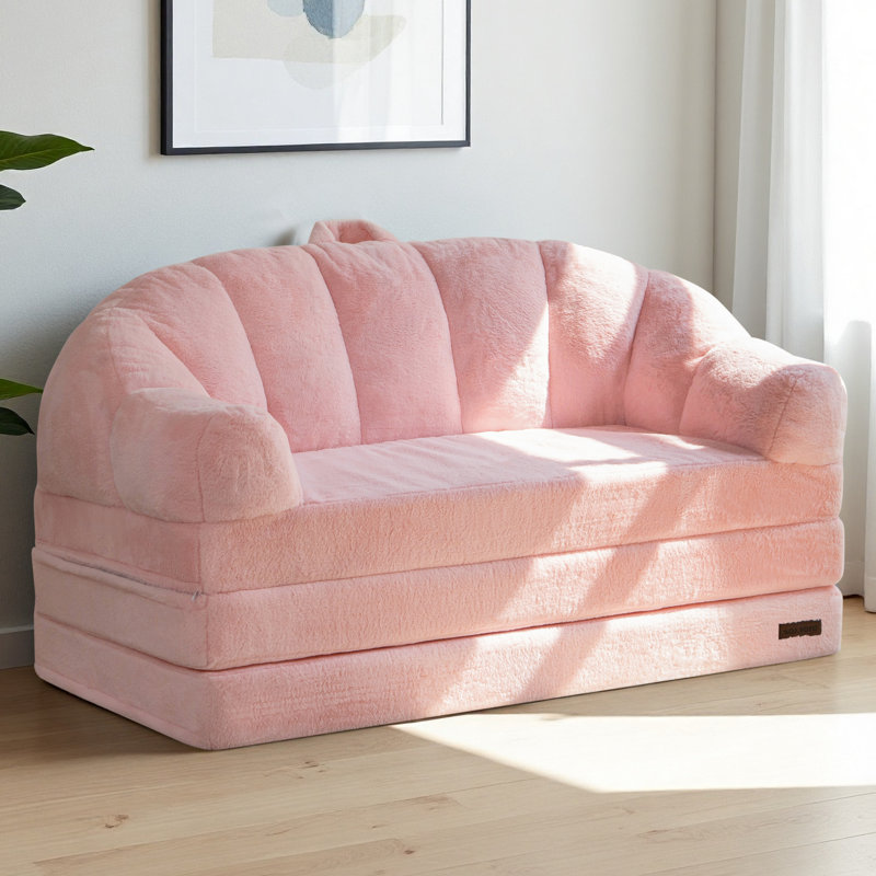 Canapé-lit 2 en 1 convertible en méridienne Comfy Bean Bag, Causeuse, Rose