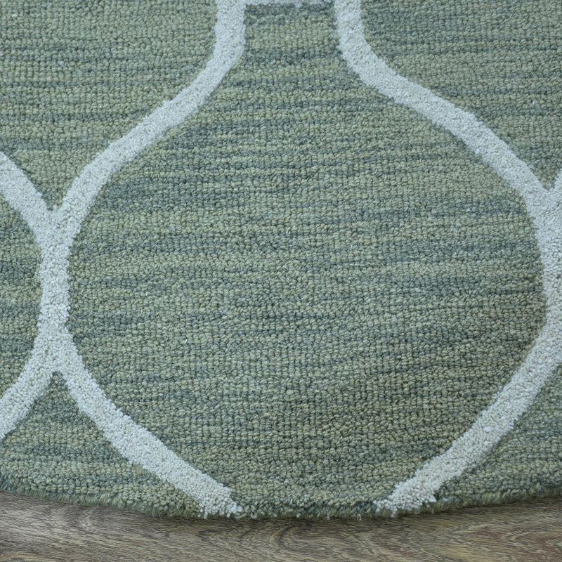 Hand Tufted Wool Handmade Geometric Round Area Rug