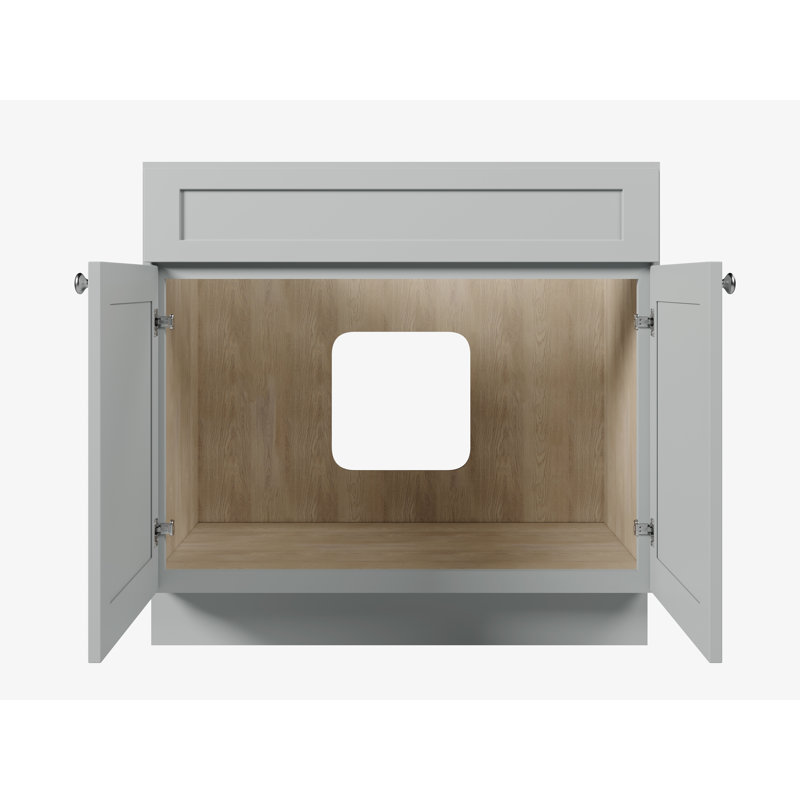 Base de meuble-lavabo en bois massif 36 po Disar, Gris