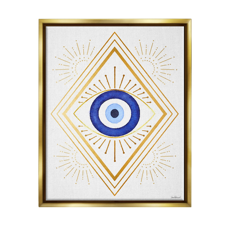 Art mural sur toile Vivid Blue Eye, H 21 po x l 17 po x P 1,7 po, Cadre flottant métallique doré