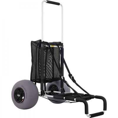 Chariots de plage pour le sable, plate-forme de chargement de 23 po x 15 po, avec roues ballon en TPU de 13 po, chariot de sable pliable de chargement de 165 lb et 33,1 po à 51,6 po, chariot en aluminium d'aviation pour pique-nique, pêche, plage