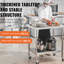 Table de travail argentée en acier inoxydable avec 4 plateaux pivotants et 3 niveaux réglables en hauteur pour la pause-bureau, le pétrissage, le pétrissage et le rangement-589433031