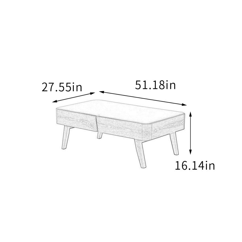 Table basse en bois avec petits appartements, 16,14 po H x 51,18 po L x 27,55 po l